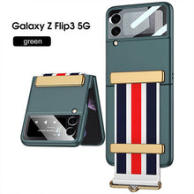Load image into Gallery viewer, Original Leather Strap Holder Back Screen Glass Hard Cover For Samsung Z Flip 3 5G pphonecover
