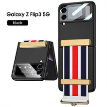 Load image into Gallery viewer, Original Leather Strap Holder Back Screen Glass Hard Cover For Samsung Z Flip 3 5G pphonecover
