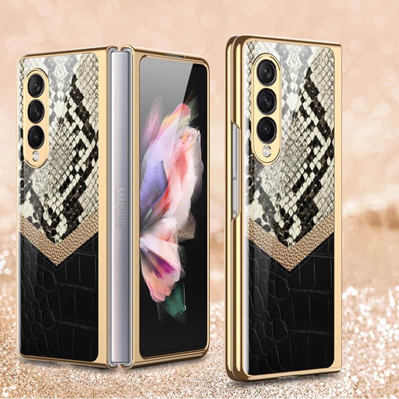 Python Leopard Print Tempered Glass Case for Samsung Galaxy Z Fold 3 5G pphonecover