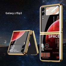 Load image into Gallery viewer, Space Luxury Plating Frame Anti-knock Protection Glass Case For Samsung Galaxy Z Flip3 pphonecover
