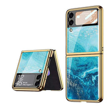 Load image into Gallery viewer, Marble Luxury Plating Frame Anti-knock Protection Glass Case For Samsung Galaxy Z Flip 3 5G pphonecover
