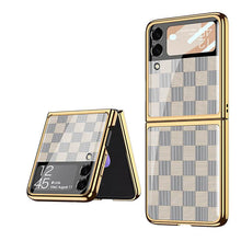 Load image into Gallery viewer, Luxury Grid Plating Frame Anti-knock Protection Glass Case For Samsung Galaxy Z Flip3 pphonecover
