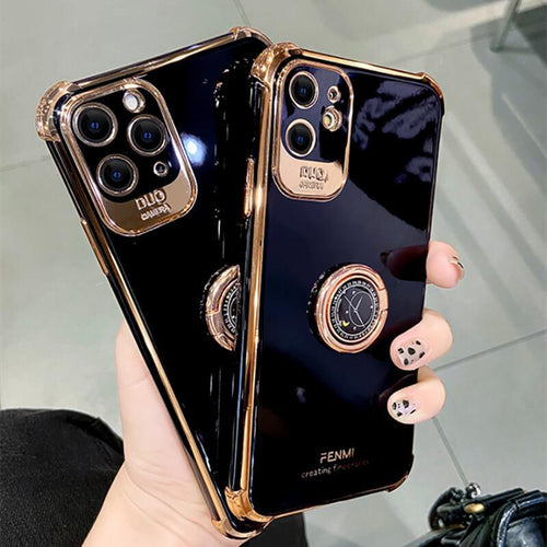 Luxury Electroplated Gold Plating Glitter Case with Ring Holder For iPhone 13 12 11 Pro Max XS XR pphonecover