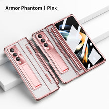 Load image into Gallery viewer, Armor Phantom Aluminum Alloy Transparent Frosted Stand Hinge Phone Case For Samsung Galaxy Z Fold3 Fold4 5G With Screen Protector
