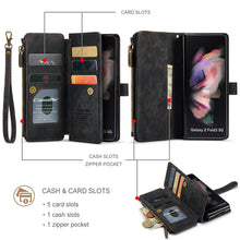 Load image into Gallery viewer, Samsung Galaxy Z Fold4 5G Wallet Case With Lanyard Strap Wristlet Zipper Card Holder Case pphonecover

