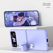 Load image into Gallery viewer, Hand Strap Bracket Plain Leather Fashion Portable Phone Case For Samsung Galaxy Flip5 Flip4 Flip3
